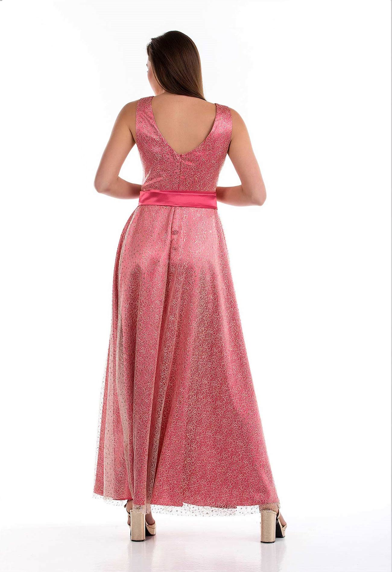 Φόρεμα maxi me glitter δίχτυ Φόρεμα maxi me glitter δίχτυ